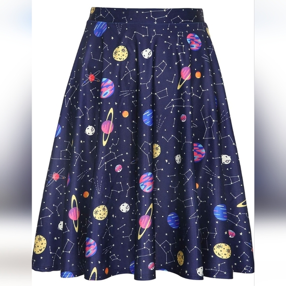 HDE, Galaxy, Outer space, swing skirt, XL, stars, planets - Picture 6 of 7